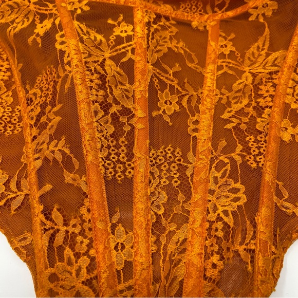 Miaou Campbell Corset Top in Tangerine. Orange Lace with zipper size Small EUC - Picture 9 of 16